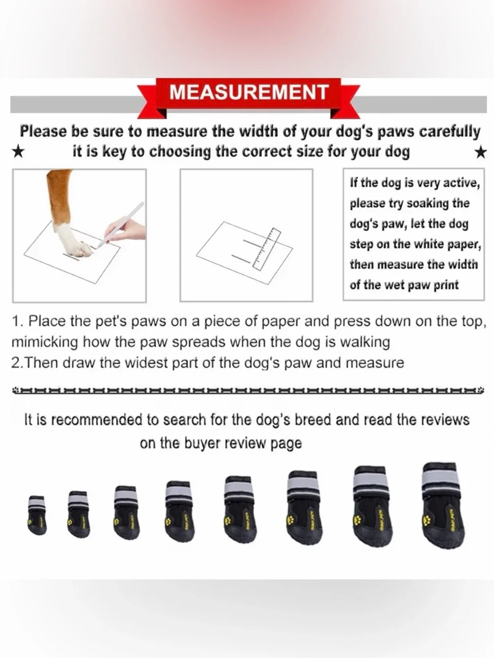 Black Reflective Dog Boots (Set of 4) Size 6